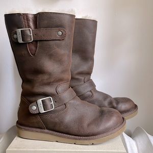 UGG Brown Leather Winter Boots